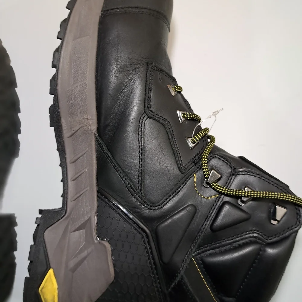Ace Waterproof Black Leather Work Boots - EH Rated Safety Toe For Men Size 12